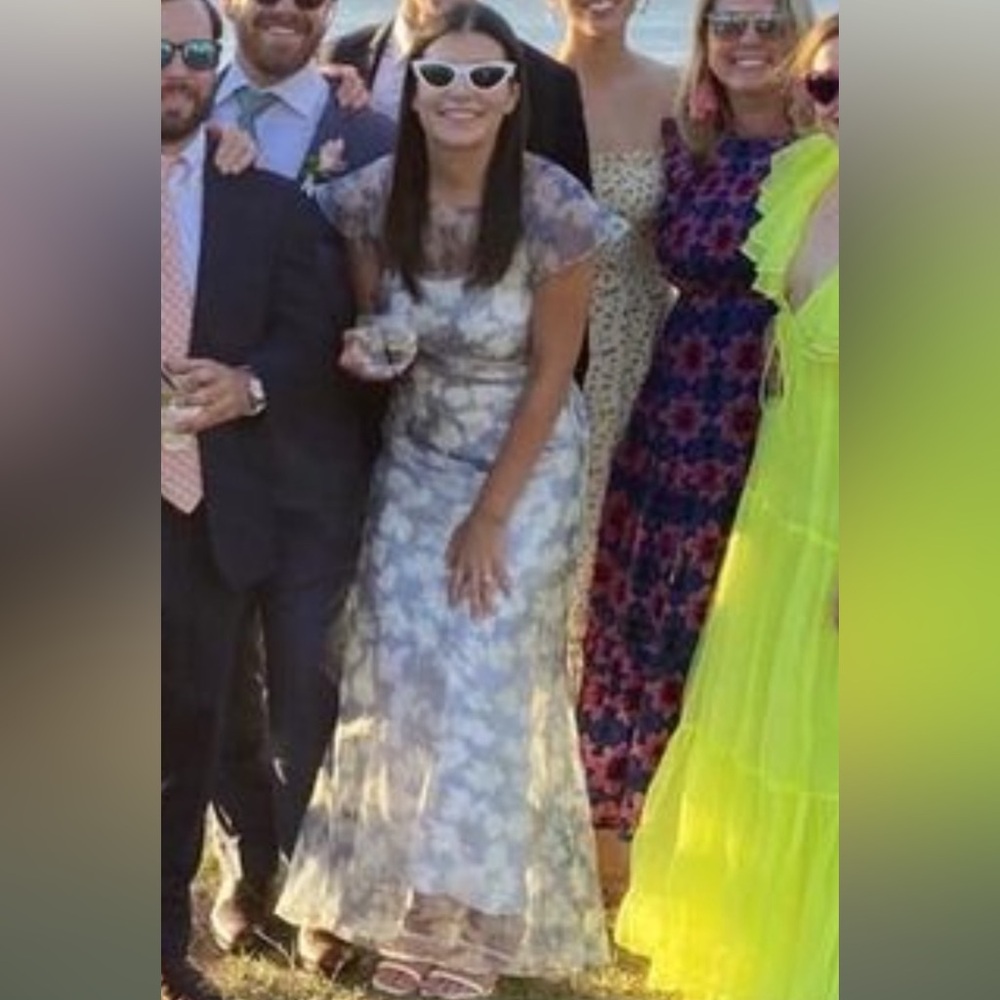 Elegant Floral Blue Dress